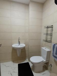 a bathroom with a toilet and a sink at studio in villa in Asyut +9 photos