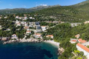 an aerial view of a beach with houses at Villa Eleven in Dubrovnik