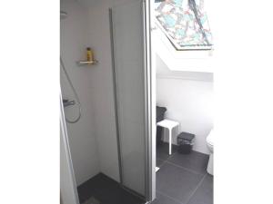 a bathroom with a shower and a toilet at Holiday home in Breskens with Wi-Fi in Breskens +7 photos