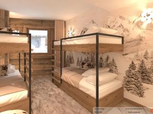 Ένα ή περισσότερα κρεβάτια σε δωμάτιο στο Chalet d'exception aux 3 Vallées, 14 pers, jacuzzi, sauna - FR-1-452-399