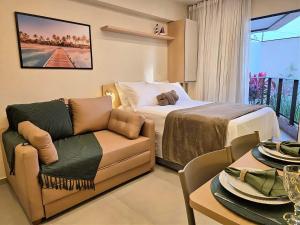 Postel nebo postele na pokoji v ubytování Flat em Porto de Galinhas com Varanda, Aconchegante, Próximo ao Mar e ao Centro Comercial + 40 fotografií