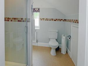 un baño con inodoro y ducha en Netherwood, en Bakewell