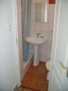 a bathroom with a sink and a toilet at Sóstó Apartman in Siófok