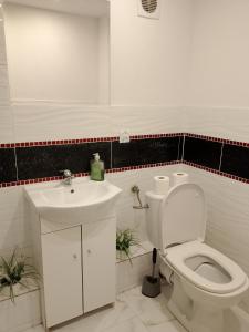 un bagno con un water bianco e un lavandino di Apartament Rodzinny Sandomierz a Sandomierz