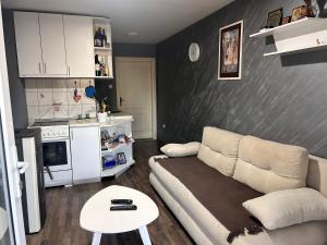a living room with a couch and a table at Vikendica Aurora in Šabac +9 photos
