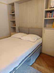 una piccola camera con letto e libreria di Appartement tout équipé - Le Beau Site ad Aix-les-Bains
