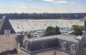 an aerial view of a harbor with boats in the water at Gorgeous Apartment In Dinard With House Sea View in Dinard +17 photos