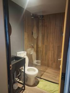 a bathroom with a toilet and a sink at Habitación acogedora Chía- Royal Coliving in Chía