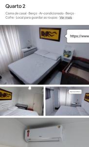 un collage de dos fotos de una cama en una habitación en 2 Quartos Praia Capão Novo - Capão da Canoa RS, en Capão da Canoa 60 fotos más