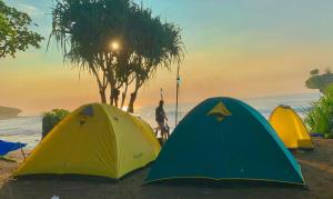 eine Gruppe von Zelten am Strand in der Nähe des Ozeans in der Unterkunft Sewa Tenda Pantai Madasari in Madasari + 2 Fotos