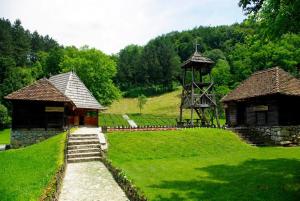 two buildings in a field with a gazebo at Hotel Royal Spa in Banja Koviljača