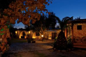 una vista notturna di una casa con un albero e luci di B&B Lucamaria a Trepuzzi