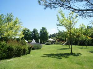 a garden with tents in the background at Holiday Home in Montone with Pool & Terrace in Montone