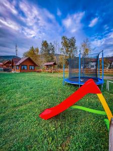 a playground with a slide in the grass at Casa BiaFlor in Rucăr