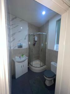 Bilik mandi di Self-Contained Studio with kitchen & bathroom - Warm Welcome Inn , Stirchley +23 gambar
