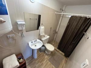a small bathroom with a toilet and a sink at Departamento Centrico Iguazu 2A in Puerto Iguazú +20 photos