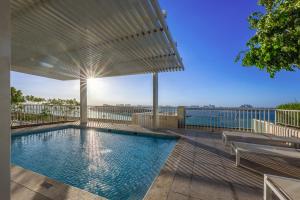 a swimming pool on top of a building at Sea View with Private Beach Access! 3BR & Maid Rm in Dubai
