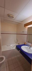 ein Badezimmer mit Waschbecken, Badewanne und Toilette in der Unterkunft AP-37 La Grande Cordée Combloux in Combloux