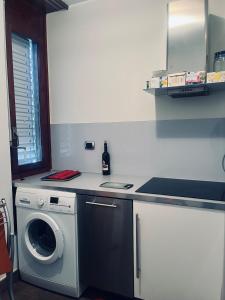 a kitchen with a washing machine on a counter at Lugano Breve Soggiorno in Viganello