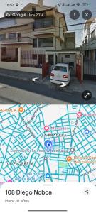 a map with a car parked on a city street at Departamento central para 1 a 8 personas in Ambato