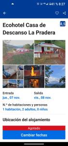 un collage de photos d'une table de pique-nique et d'un feu dans l'établissement Casa de descansó la pradera, 