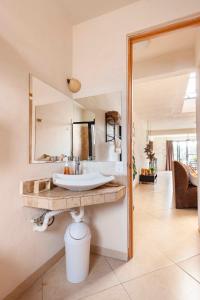 a bathroom with a sink and a mirror at Casa GOGA in Oaxtepec