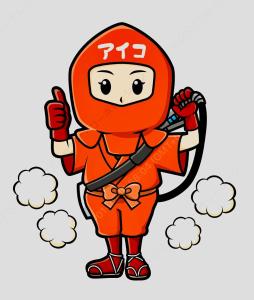 a cartoon of a person in an orange outfit at 西山ハウス204 in Nagasaki