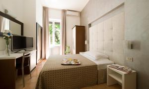 Habitación de hotel con cama y TV en Hotel Delizia, en Milán