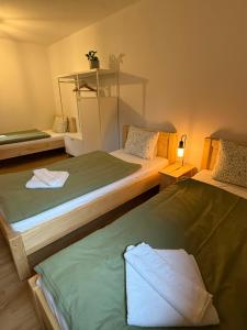 a room with two beds in a room at Chata Milde in Nový Hrozenkov