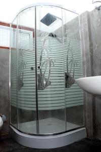 una ducha con una puerta de cristal junto a un lavabo en ASA VILLA Dickwella, en Dikwella