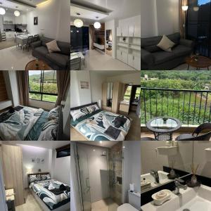 a collage of photos of a living room and a bedroom at The Lago apart Nai Harn beach 5min in Rawai Beach +3 photos