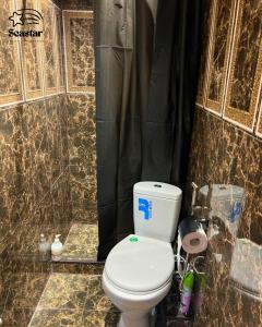 a bathroom with a white toilet in a shower at Sea Star in Sevan +10 photos