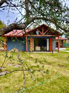 Estación CuñibalにあるCasa La Mielの庭葺き青屋根
