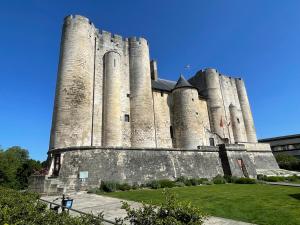a castle with tall towers on the side of it at Havana Club - Numéro 1 in Niort +5 photos