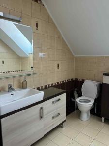 un baño con lavabo e inodoro en Dom pri Veži, en Košice 14 fotos más