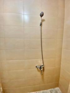a shower with a hose on a tiled wall at Helena Hostels in Kostinbrod +20 photos