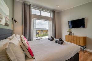 Un dormitorio con una cama con una ventana grande. en 2 Bed in Coleford oc-t33304, en Coleford 10 fotos más