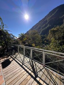 a balcony with a view of a mountain at Le Voile de la Mariée in Salazie