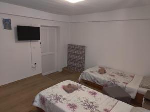 a room with two beds and a flat screen tv at Soba Angelina Međugorje in Međugorje