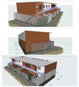 eine Darstellung eines Gebäudes und eine Darstellung der Vorder- und Rückseite in der Unterkunft Brand new two bedroom apartments in Presidente Stroessner