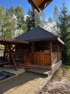 ポイアナ・ネグリイにあるCasa Brindusaの木造パビリオン(屋根付) +14枚の写真