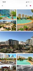 a collage of different photos of a city at Rock view Apartment at ocean village in Gibraltar