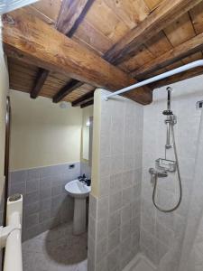 a bathroom with a shower and a toilet and a sink at Casa del Podestà - Montopoli Val d'Arno in Montopoli in Val dʼArno +7 photos