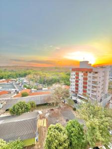 an overhead view of a building in a city at Apartamento 2 quartos em Rio Quente in Rio Quente