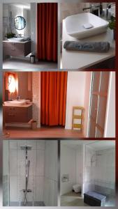 eine Collage mit Fotos von einem Bad und einem Zimmer in der Unterkunft CAP COULEURS Guadeloupe in Lamentin