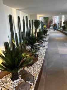 a hallway with a row of plants in a building at Sonoran Star Luxury 3 Bedroom Breachfront Condominium in Puerto Peñasco +50 photos