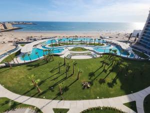 an aerial view of a park next to a beach at Sonoran Star Luxury 3 Bedroom Breachfront Condominium in Puerto Peñasco