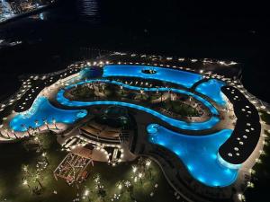 an aerial view of a resort at night at Sonoran Star Beach Front Apartment Getaway in Puerto Peñasco
