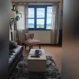 Posezení v ubytování Espectacular departamento con vista panoramica a las montañas y canal zona centrica