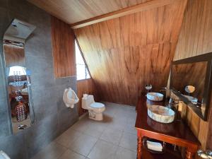 a bathroom with a toilet and a sink at Titicaca island lodge peru in Puno